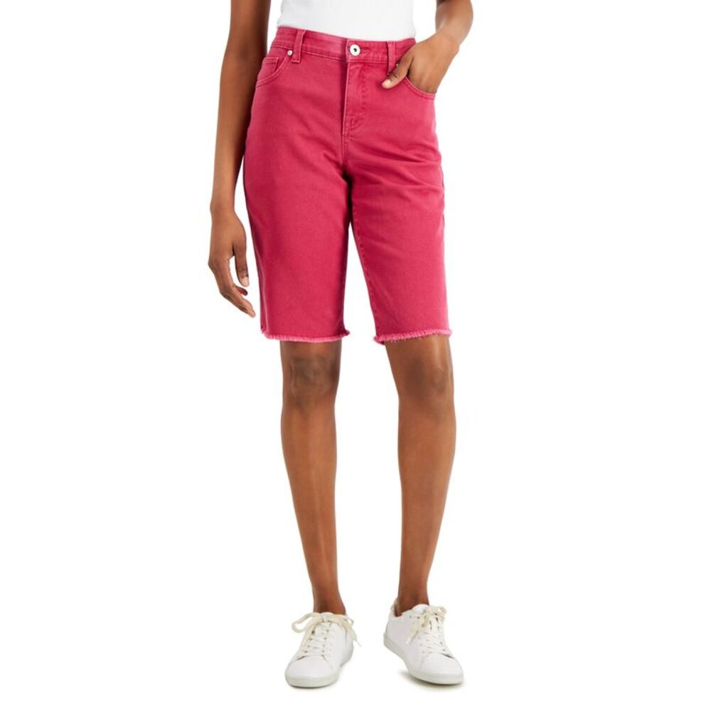 Style & Co Womens Curvy Raw Edge Bermuda Shorts